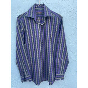 ETRO Milano Mens Long Sleeve Button Down Collared Dress Shirts Multi Sz 39